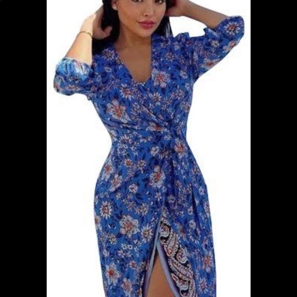 Zara stunning blue floral print dress brand new 🌸🔥 - Picture 3 of 5